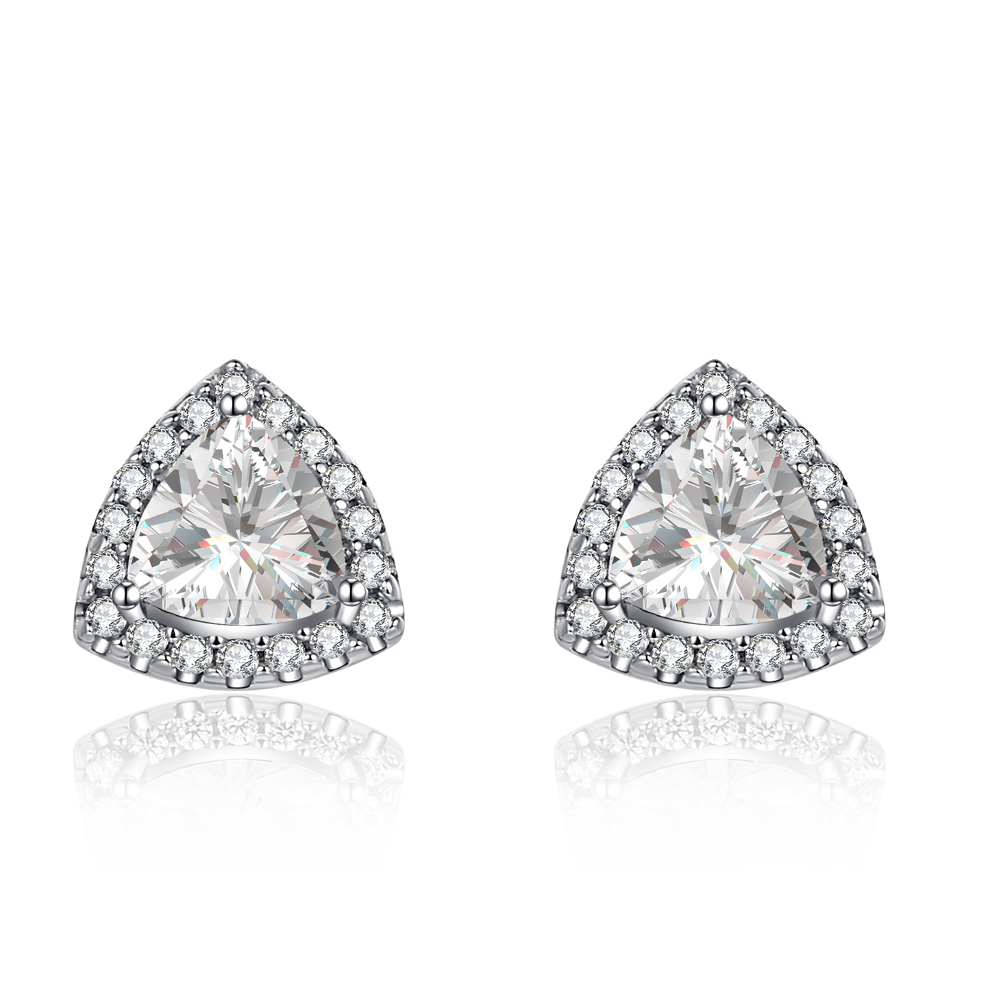 0.5CT Moissanite Trillion Soleste Halo Studs for Women