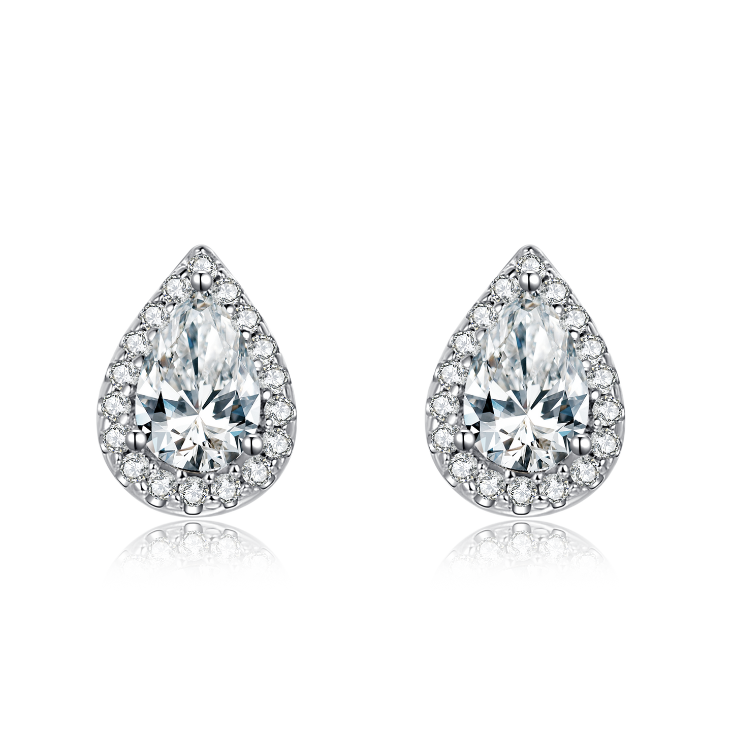 0.5CT Moissanite Pear Drop Soleste Halo Studs for Women