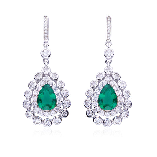 Green Zircon(7.5CT) Stone Solitaire Drop Earrings for Women