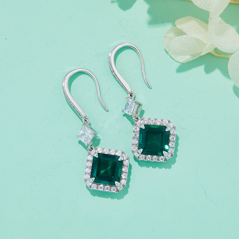Green Zircon(4 CT) Stone Solitaire Drop Earrings for Women