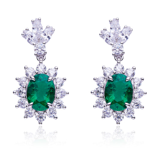 Green Zircon(3.2CT) Stone Solitaire Drop Earrings for Women