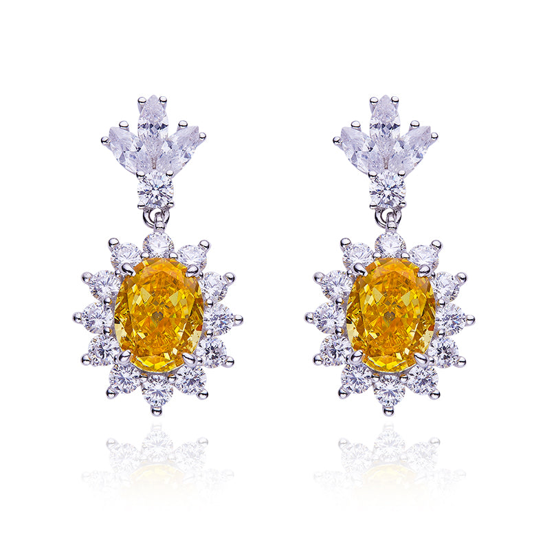Yellow Zircon(3.2CT) Stone Solitaire Drop Earrings for Women