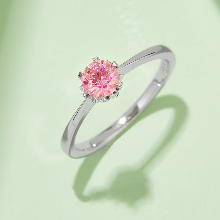 (Four Colours) Moissanite(0.5ct)Six Prongs Stone Ring for Women