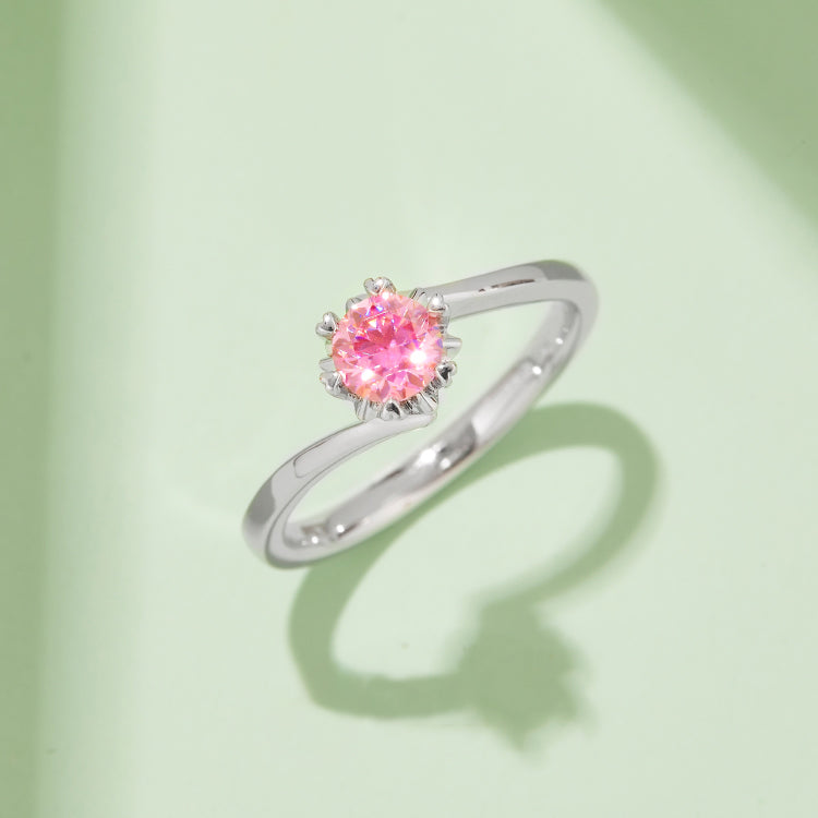 (Four Colours) Moissanite(0.5ct) Stone Twist Ring for Women