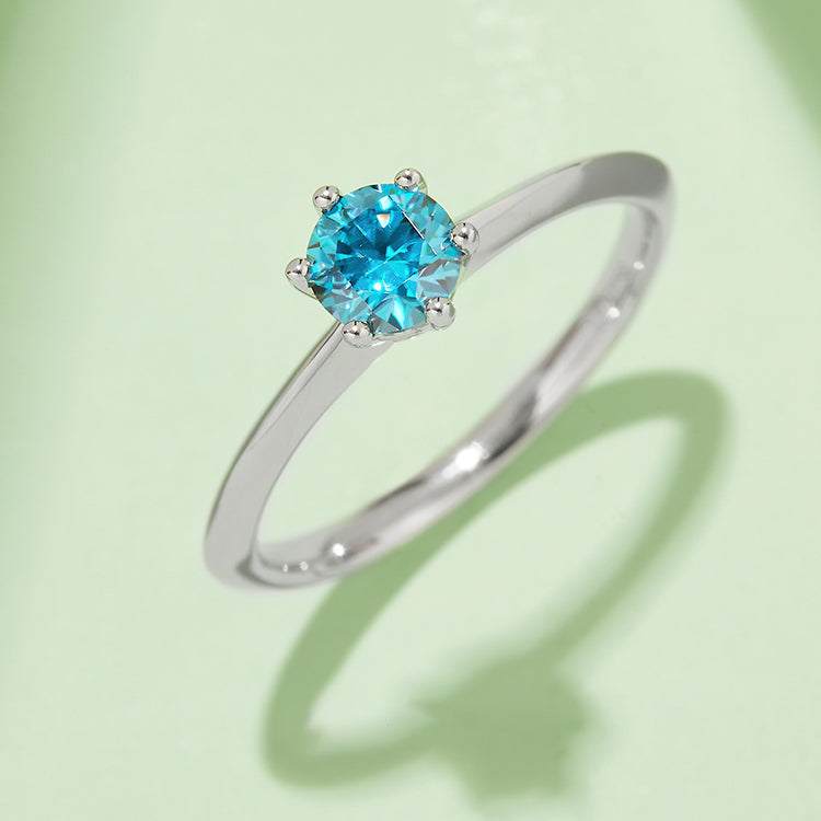 (Four Colours) Six Prongs Moissanite(0.5ct) Stone Ring for Women
