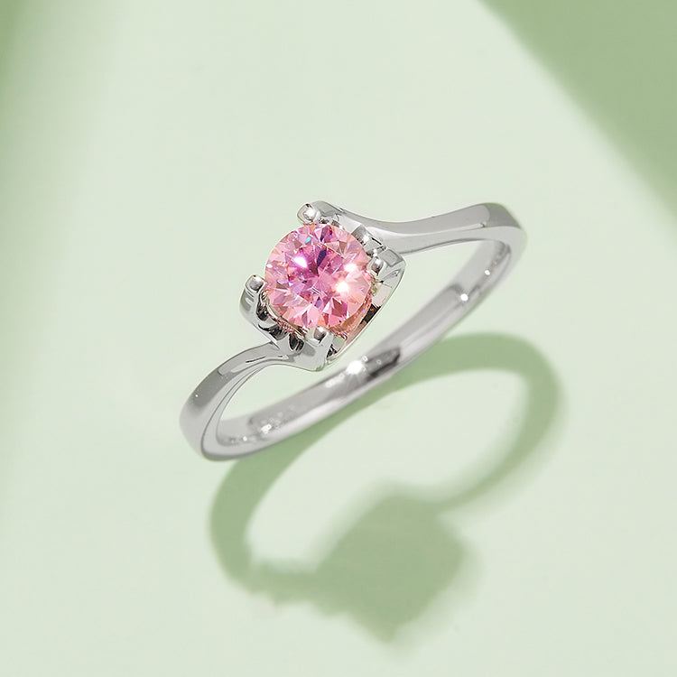 (Four Colours) Moissanite(0.5ct) Stone Twist Ring for Women