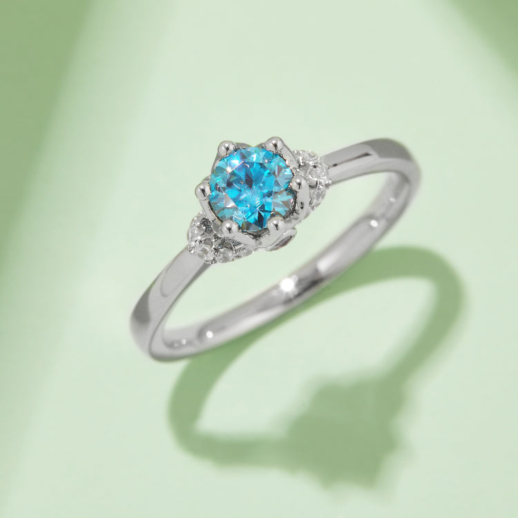 (Four Colours) Moissanite(0.5 ct) Round Cut Stone Ring for Women