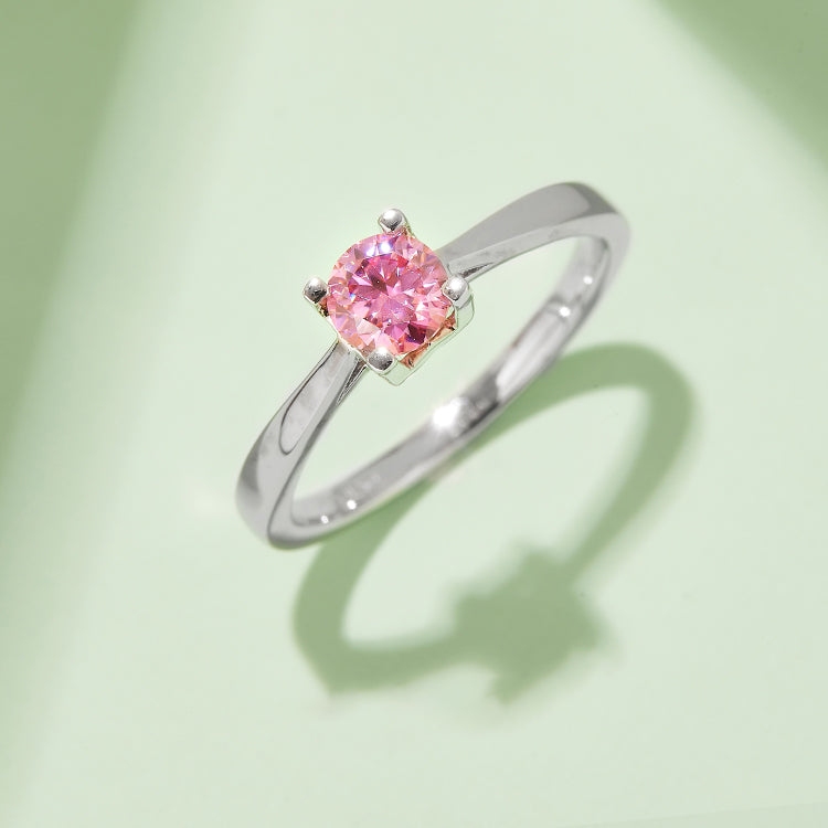 (Four Colours) Round Cut Moissanite (0.5 ct) Ring for Women