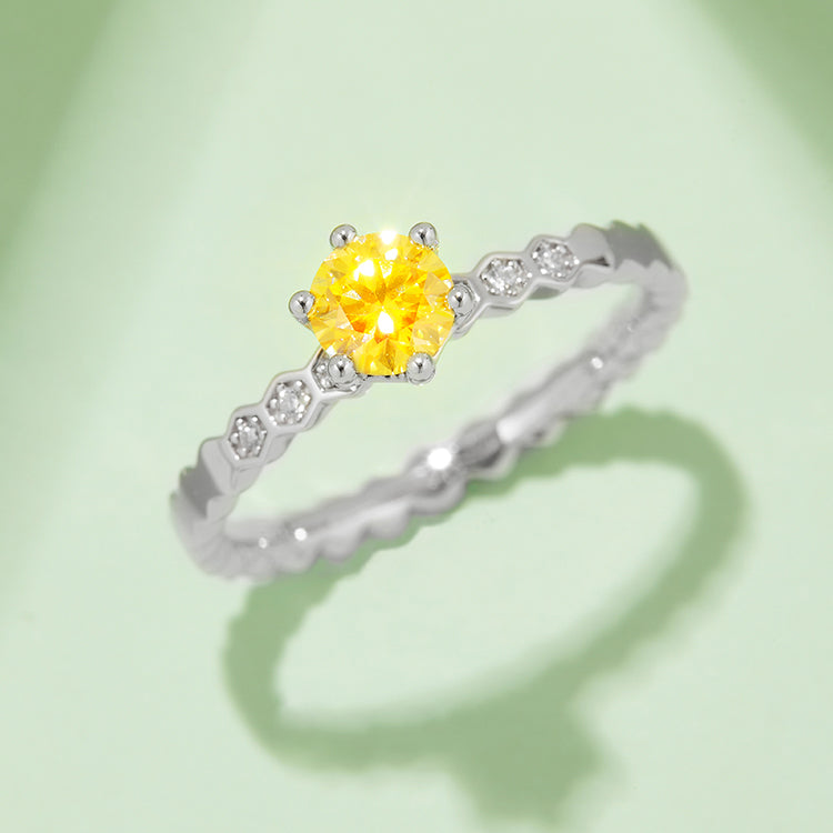 (Four Colours) Round Cut Moissanite (0.5 ct) Ring for Women