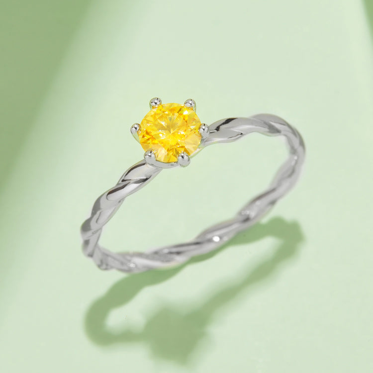 (Four Colours) Round Cut Moissanite (0.5 ct) Ring for Women