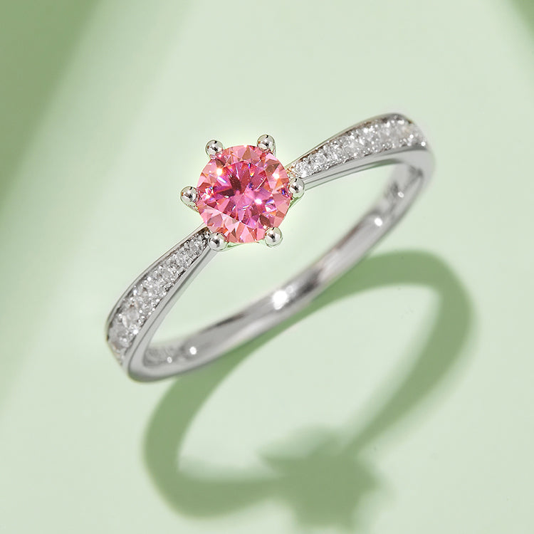 (Four Colours) Round Cut Moissanite (0.5 ct) Ring for Women