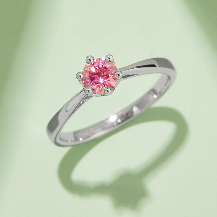 (Four Colours) Round Cut Moissanite (0.5 ct) Ring for Women