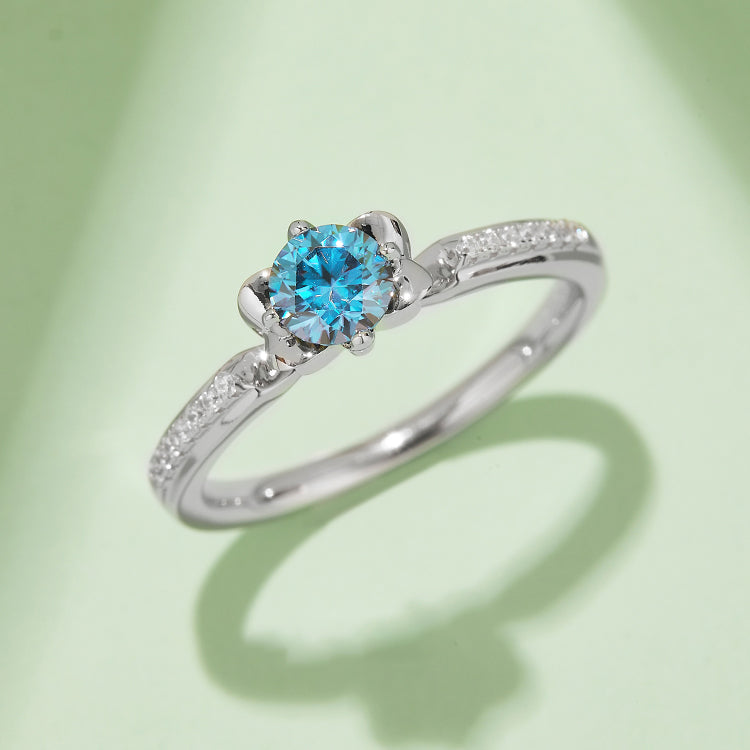 (Four Colours) Round Cut Moissanite (0.5 ct) Ring for Women