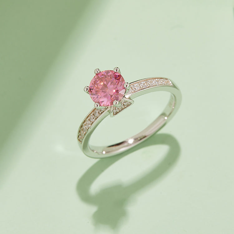 (Four Colours) 1CT Round Cut Moissanite Band Ring for Women