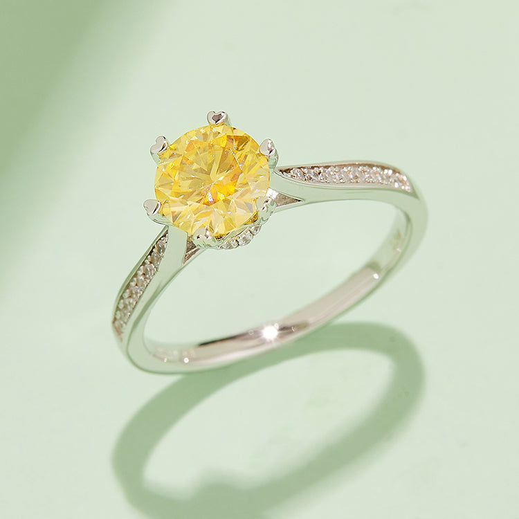 (Four Colours) 1CT Round Cut Moissanite Band Ring for Women