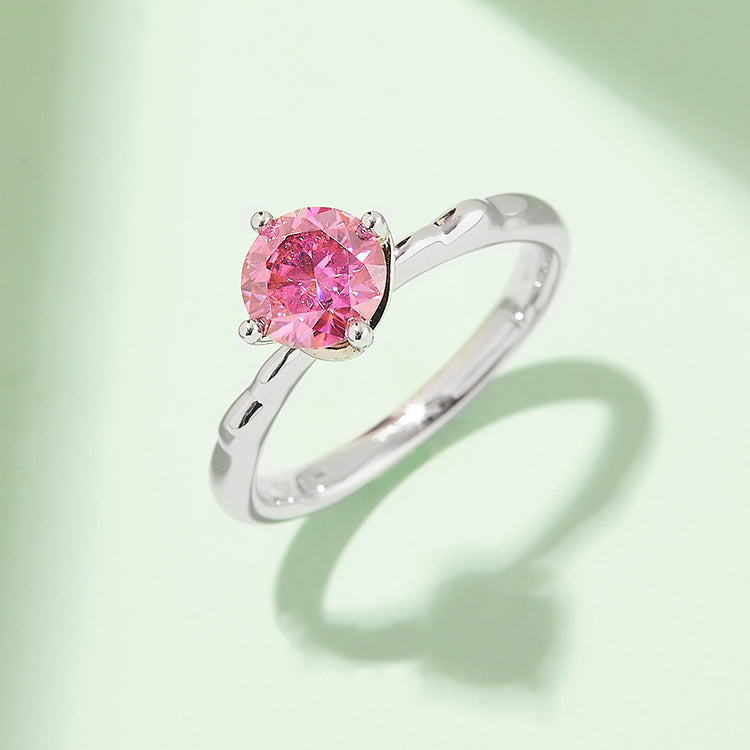 (Four Colours) 1CT Round Cut Moissanite Ring for Women