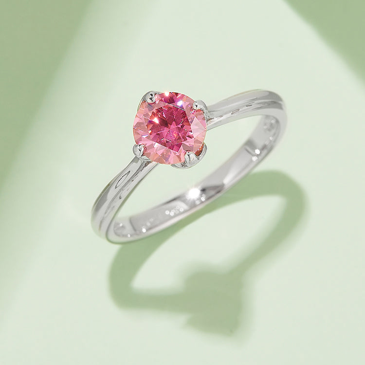 (Four Colours) Round Cut Moissanite (1ct) Ring for Women