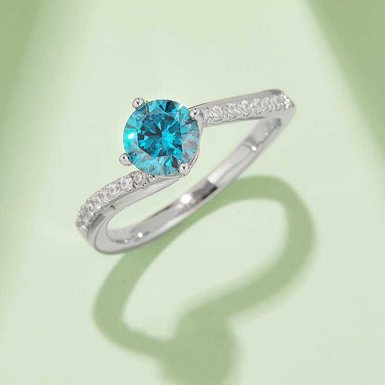 (Four Colours) 1CT Round Cut Moissanite Solitaire Band Ring for Women