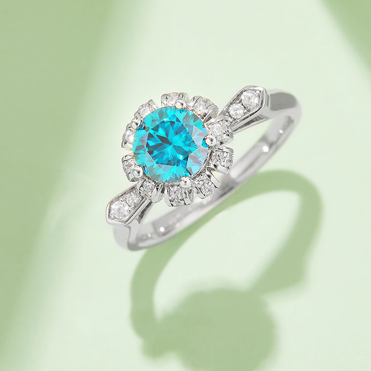 (Four Colours) 1CT Round Cut Moissanite Solitaire Band Ring for Women