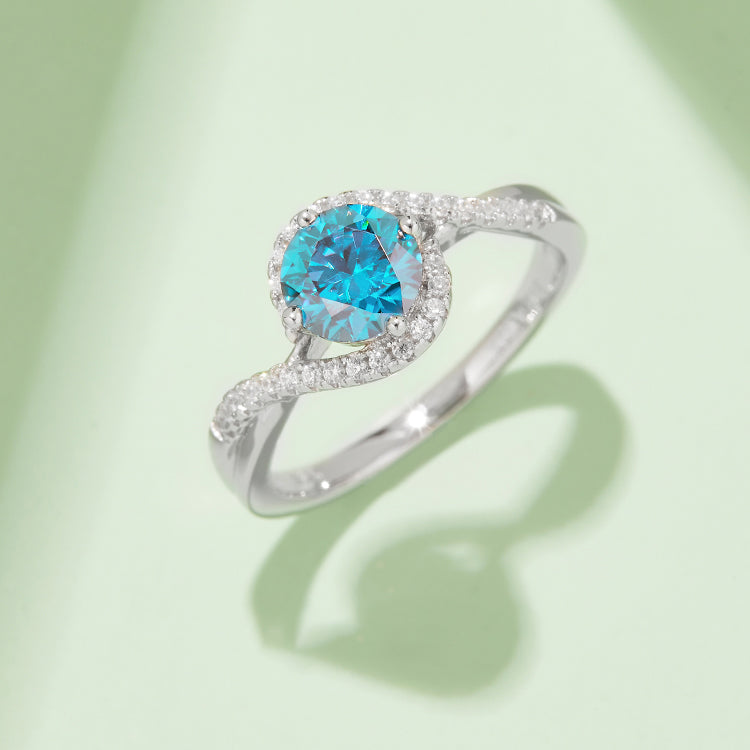 (Four Colours) 1CT Round Cut Moissanite Solitaire Band Ring for Women