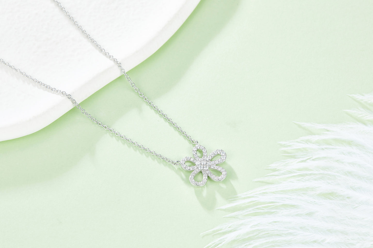 Moissanite Petals Plated Platinum Necklace for Women