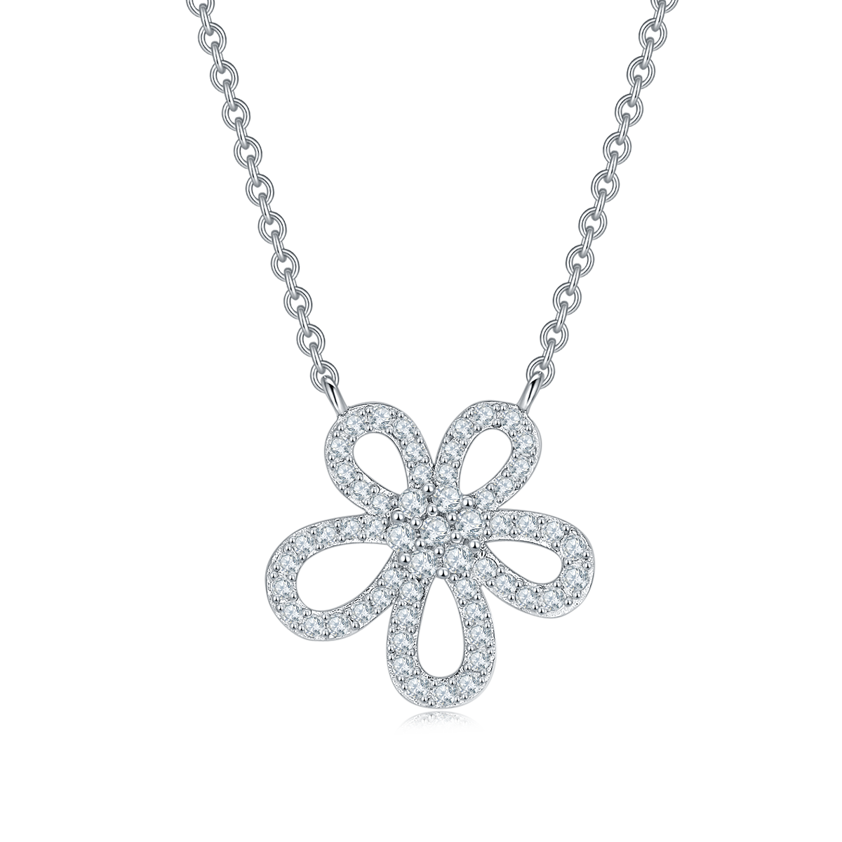 Moissanite Petals Plated Platinum Necklace for Women