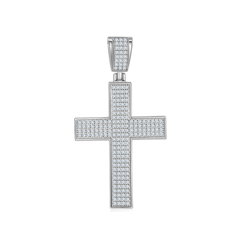 (Two Colours) Moissanite Classical Crucifix Luxurious Plated Silver Necklace for Women