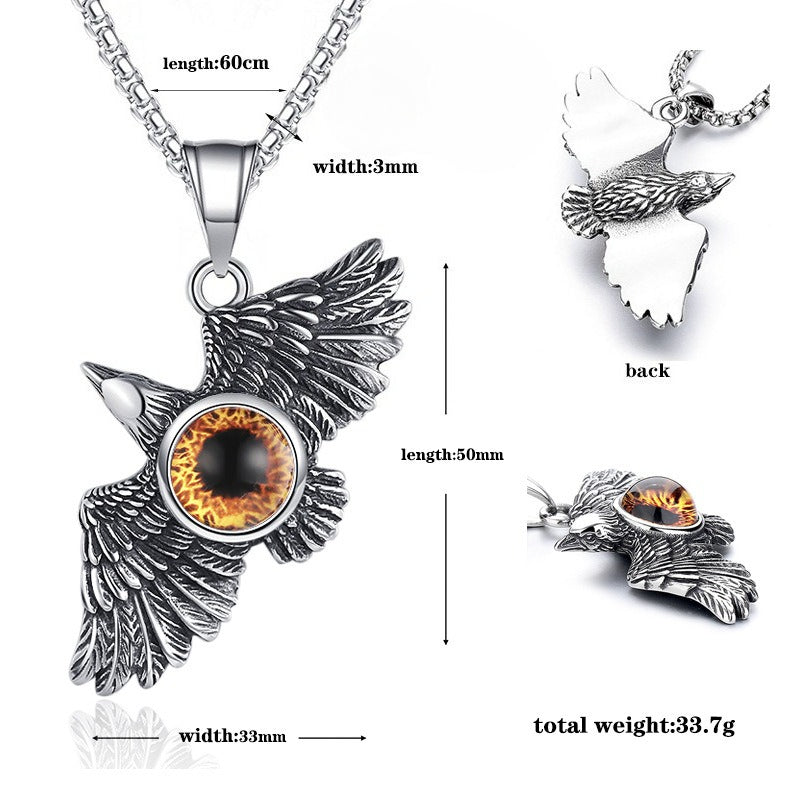 Steel Necklace - Vintage Falcon Pendant