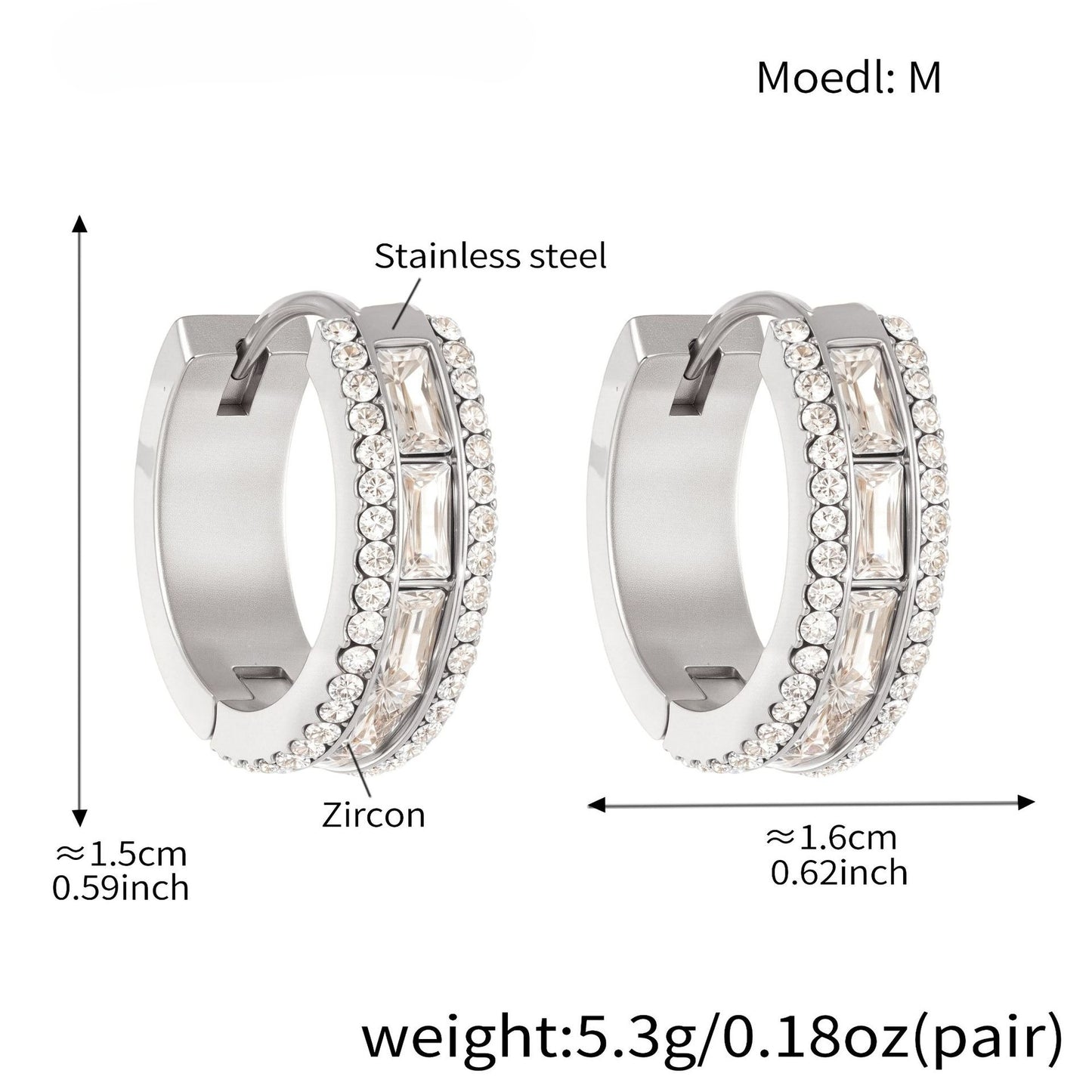 Planderful Elegant Zirconium Ring Earrings For Women