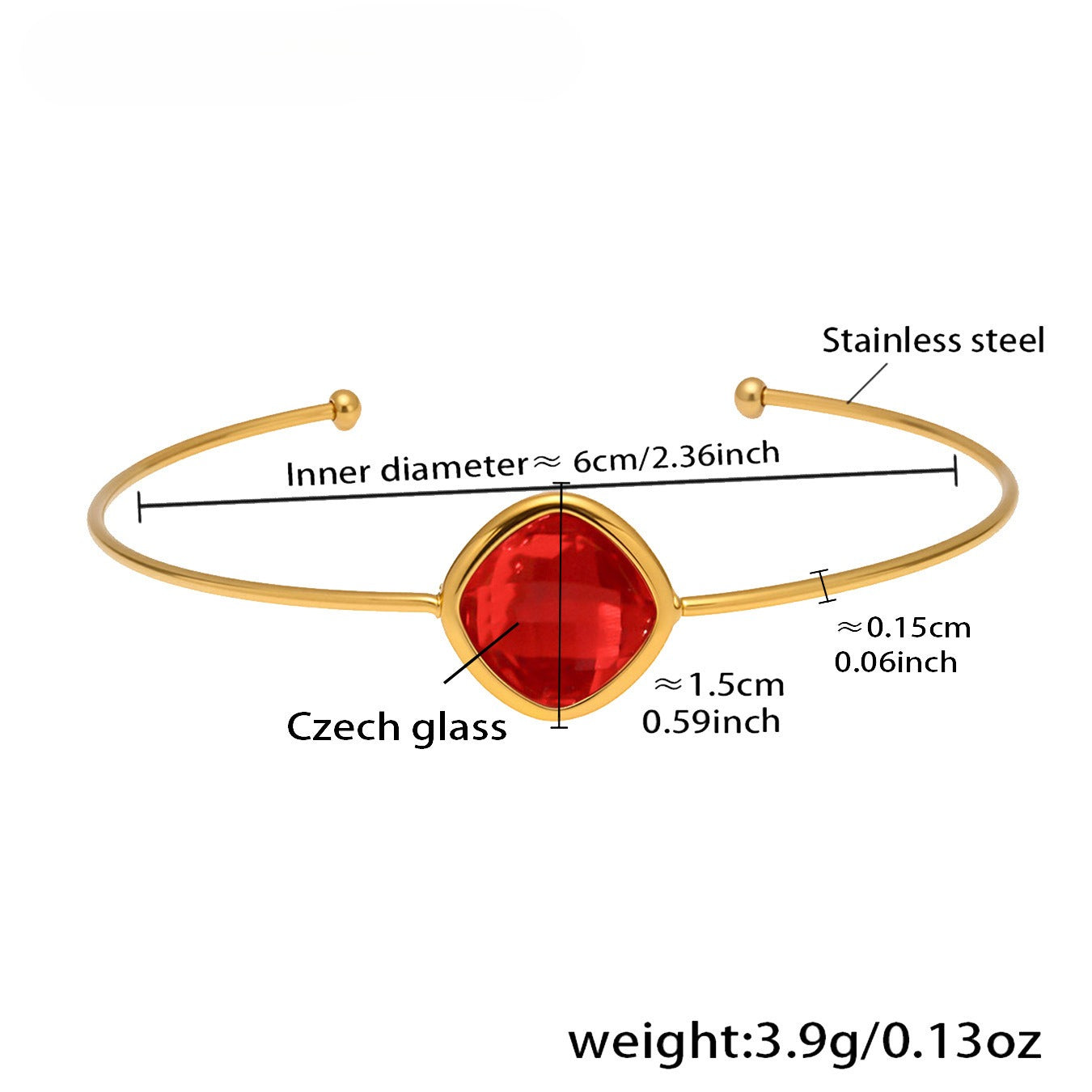 Planderful Czech Glass Open Bracelet For Women Light Luxury