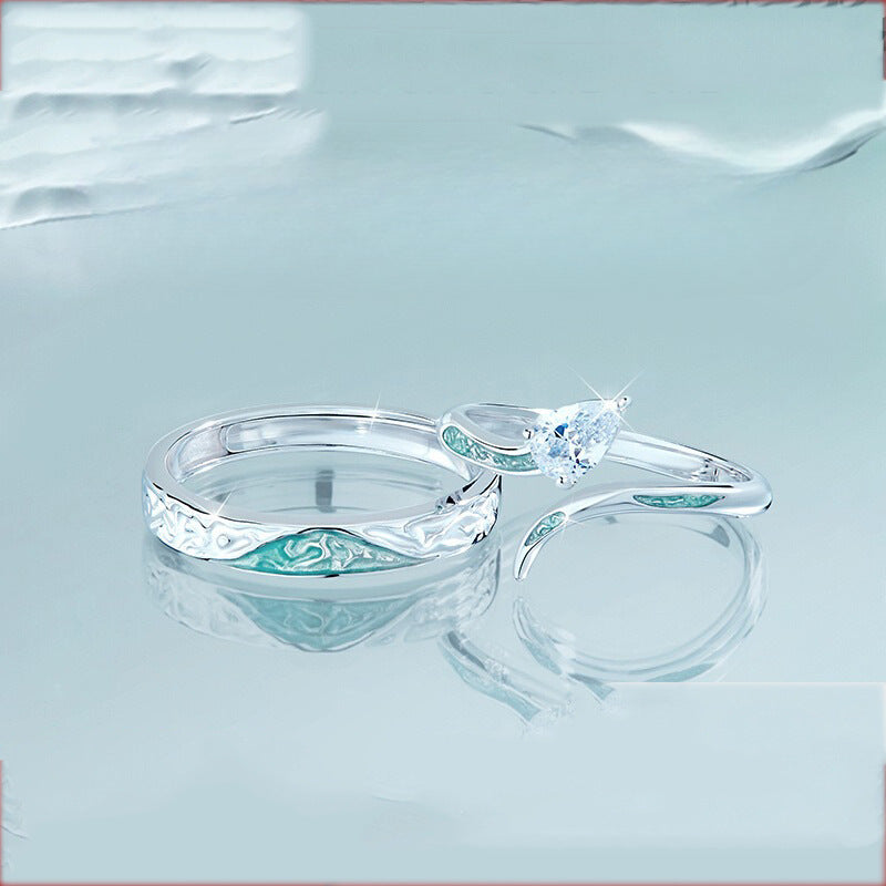 925 Sterling Silver Spirit Snake Couple Open Ring Gift