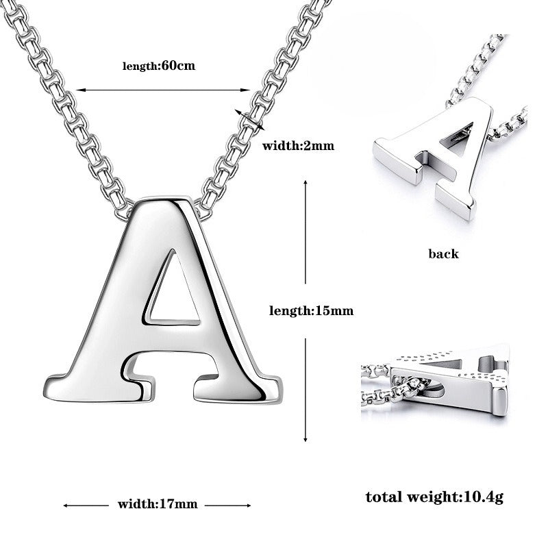 Glossy Letter Stainless Steel Pendant Necklace