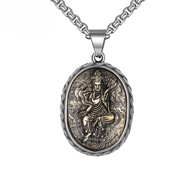 Steel Necklace – Vintage Zodiac Saint Amulet For Men
