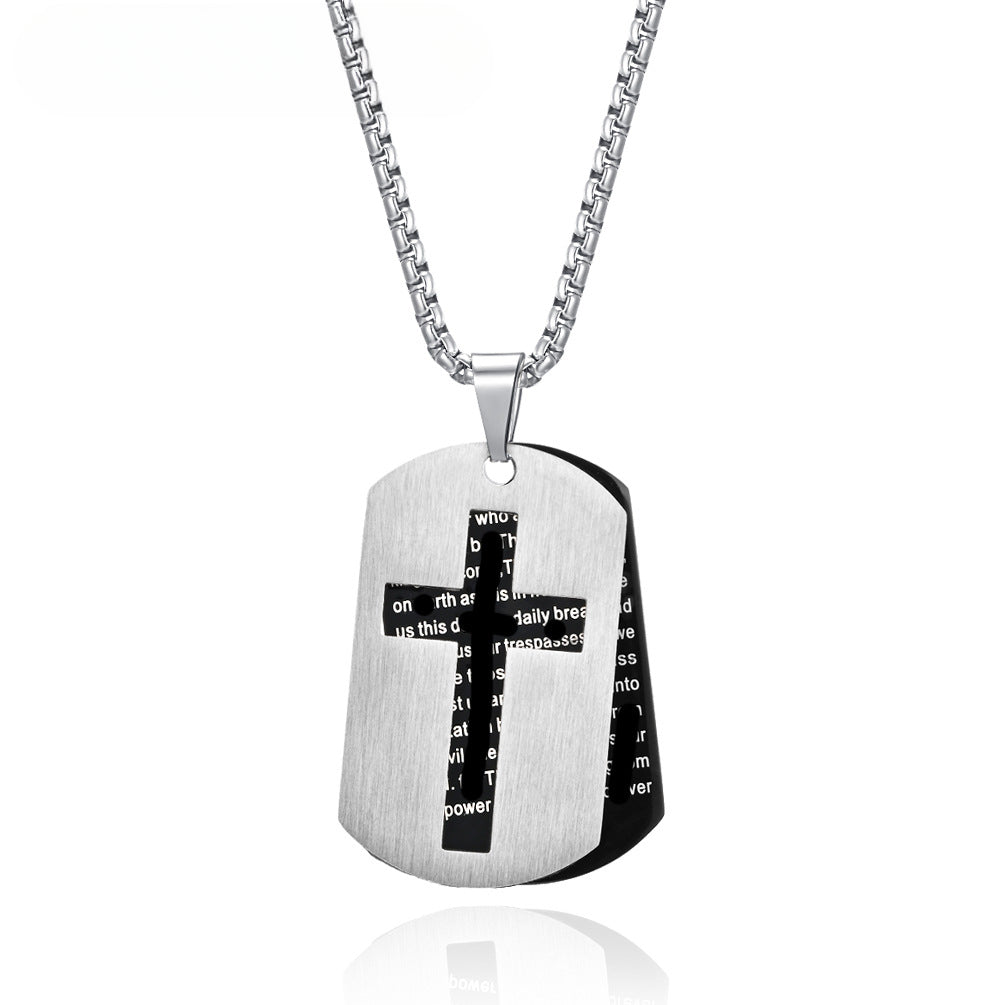 INS European and American Hollow Cross Army Necklace for Men