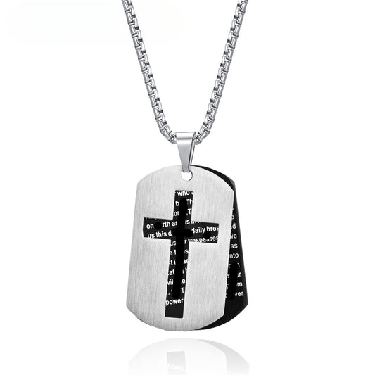 INS European and American Hollow Cross Army Necklace for Men