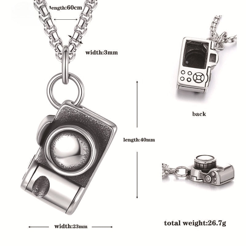 Titanium Steel Necklace – Vintage Retro Camera-Inspired Pendant For Men Planderful