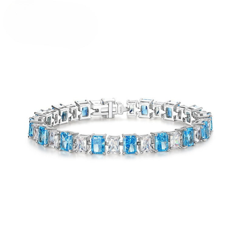 S925 Sterling Silver High-Carbon Stone Flower Ice-Cut Bracelet