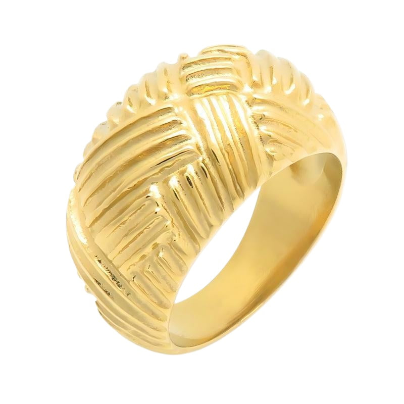 Punk Style Old Braided Ring Retro Geometric Interwoven Wide-Faced Stainless Steel Men's Ring
