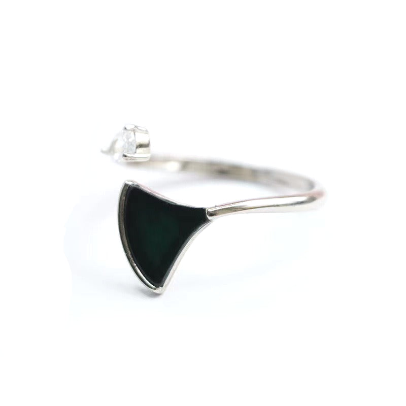 Dark Jadeite Dancer 925 Silver Ring