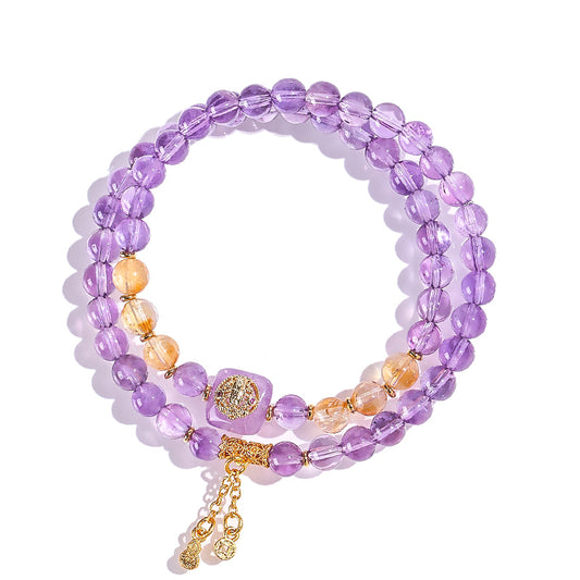 Planderful Fortune's Favor Bracelet – Elegant Amethyst Double Circle Design