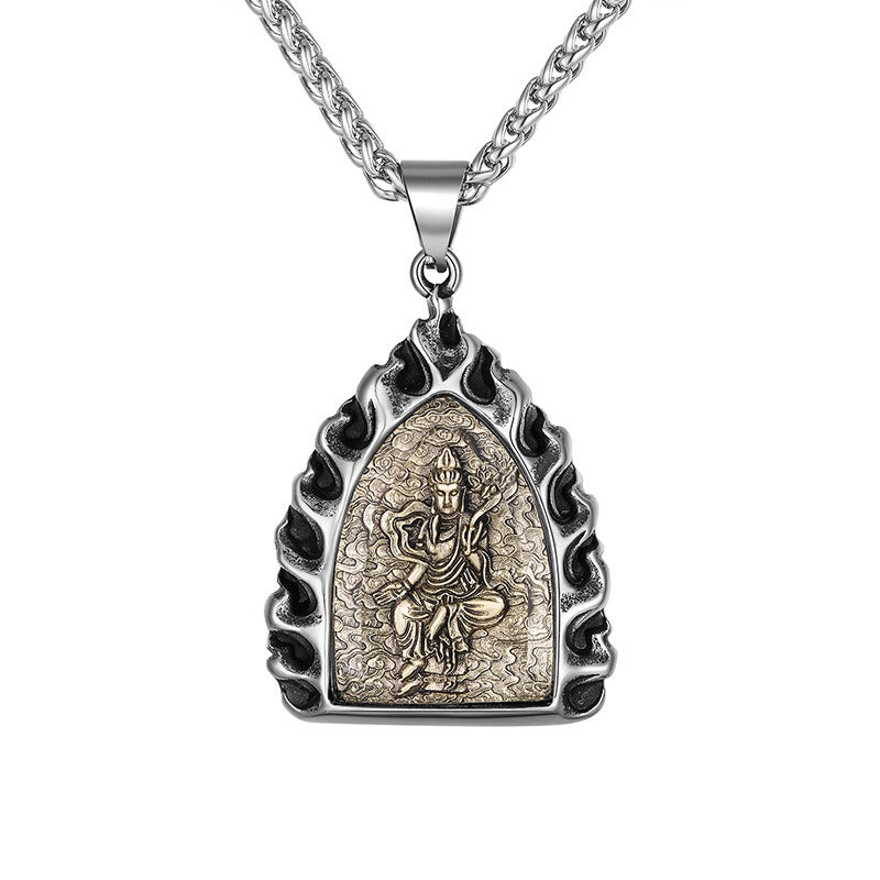 Titanium Steel Necklace – Vintage Buddha Zodiac Charms