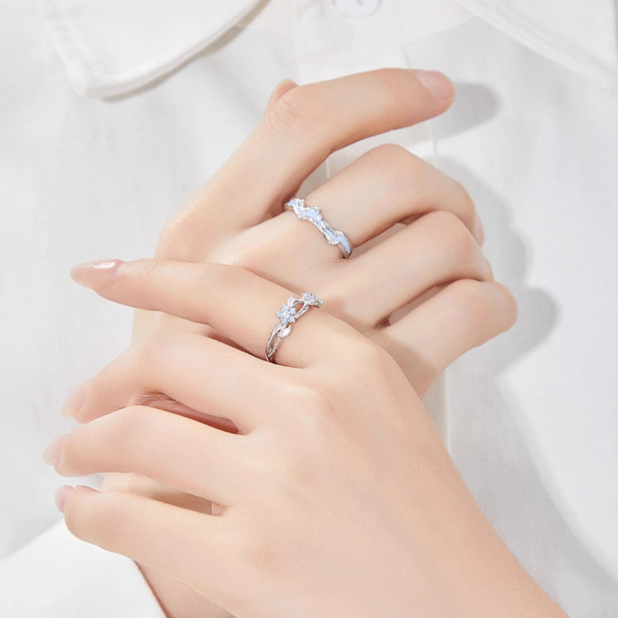 Planderful Forget Me Not Couple Ring Sterling Silver 999 Adjustable Premium Gift For Lovers