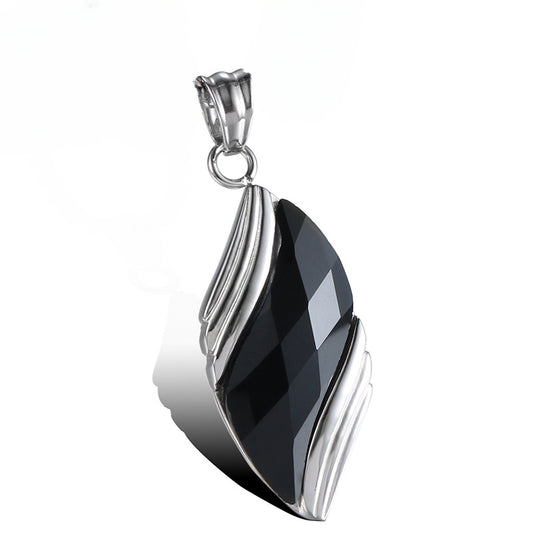 Titanium Steel Retro Pendant for Men - European and American Fashion Sandstone Angel's Eye Design