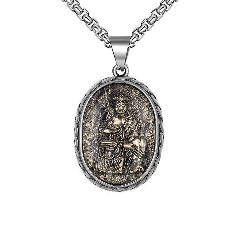 Steel Necklace – Vintage Zodiac Saint Amulet For Men