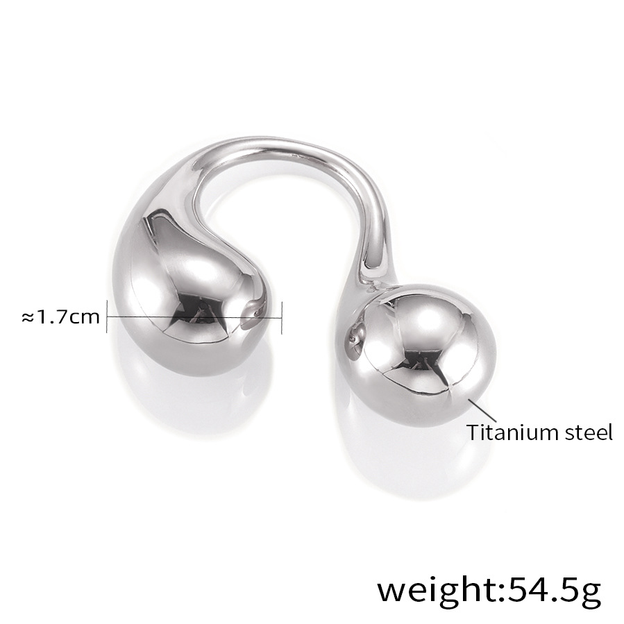 Exaggerated Double Water Drop Index Finger Ring - Titanium Steel Gold-Plated