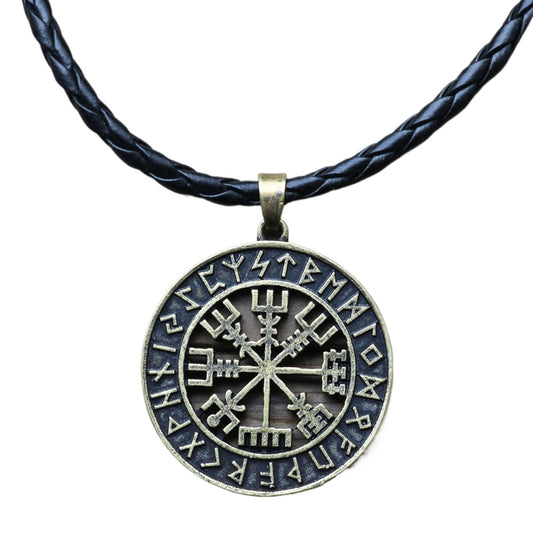 Cross-border popular Viking Compass Odin logo necklace Nordic Runavon metal pendant European and American jewelry for men