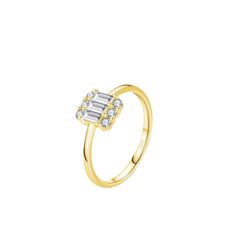 S925 Sterling Silver Zircon Loop Ring for Women, Trendy European and American Silver Jewelry