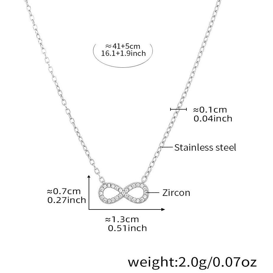 Planderful Zircon Necklace 8 Shape Double Layer Ladies