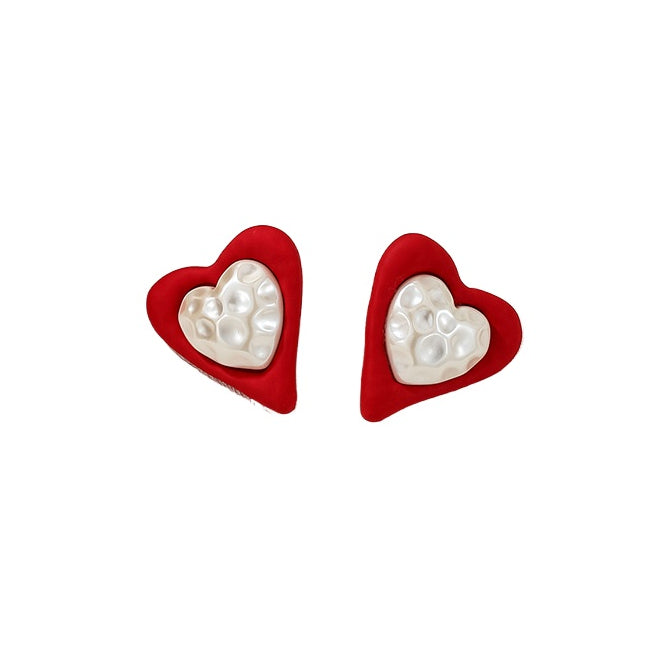 Romantic Red Love Lava Pearl Earrings - Vienna Verve Collection
