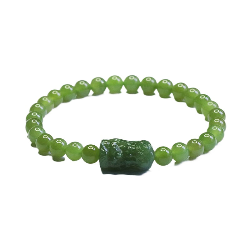 Qingshui Hetian Jade Zakiram Charm Bracelet